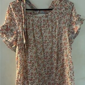 Zac & Rachel Floral Blouse with Ruffle Sleeves